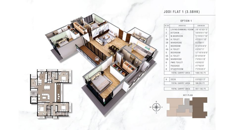 Ariha-Vincere-Floor-Plan-3.5 BHK-1511 Sqft